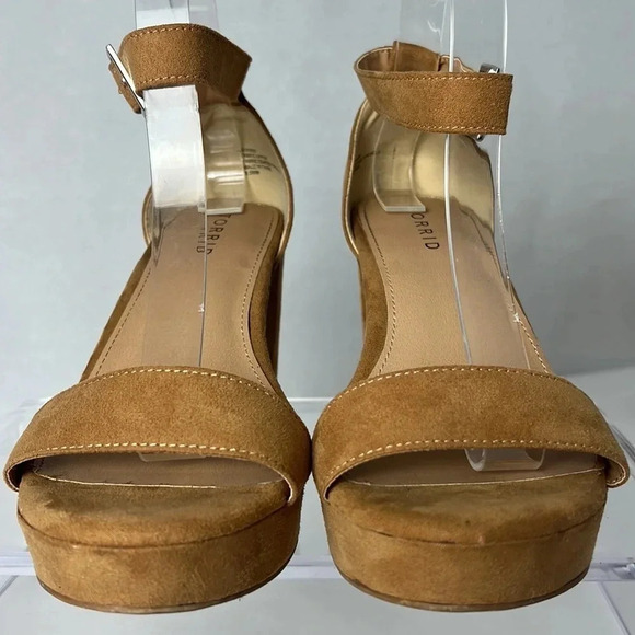 Torrid Platform Tapered Heel Sandal Adjustable Ankle Strap Brown Size 8.5WW - Picture 4 of 16